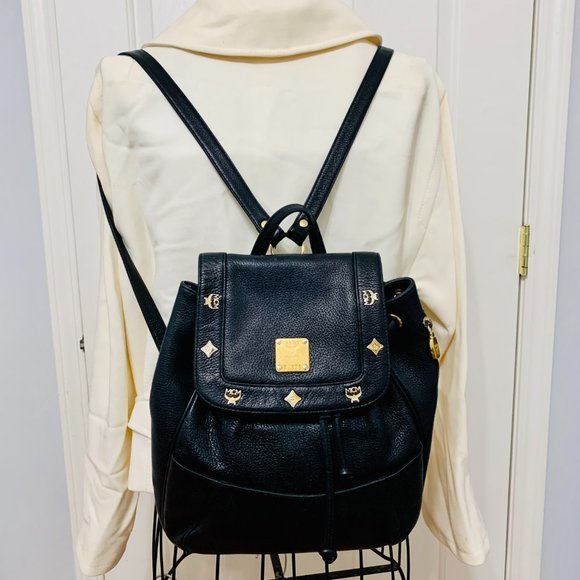 MCM STUDDED PEBBLED LEATHER BACKPACK main image 9
